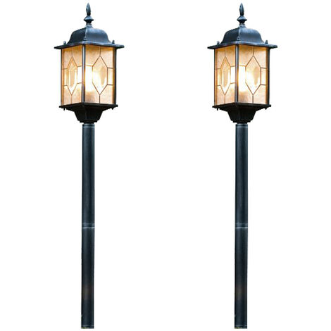 2er-Set Wegeleuchten MILANO, E27, Bleikristalloptik, IP43, Höhe 115 cm (1/5)