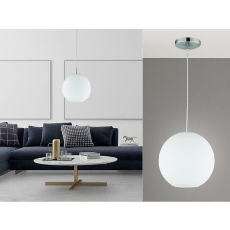 Hängeleuchte LED Lampen Ring silber rund Pendelleuchte Wohnzimmer hängend  Modern, aus Metall in Nickel-Matt Opal