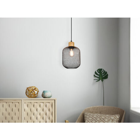 LED Pendelleuchte dimmbar 1-flammig Metall Gitterschirm Schwarz, Ø 18cm (1/5)