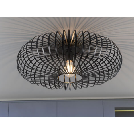 LED Deckenleuchte Gitter Lampenschirm Metall in Schwarz, Ø 50cm