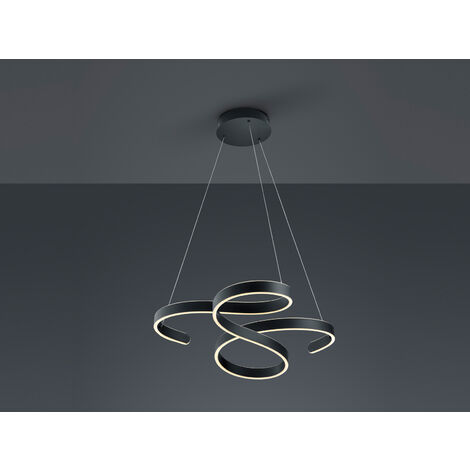 LED Pendelleuchte FRANCIS Anthrazit Stufen Dimmer geschwungen, Breite 72cm (1/5)