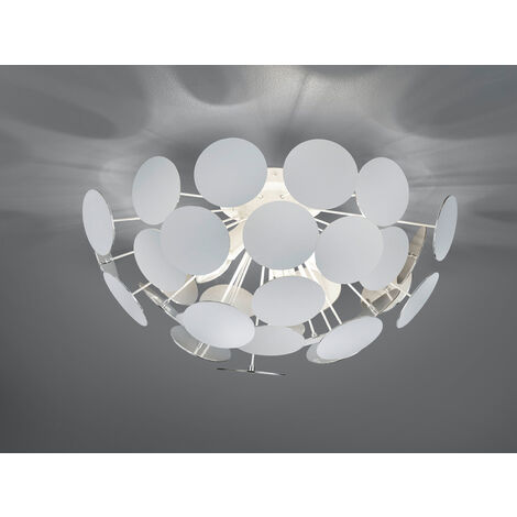 Ausgefallene LED Deckenleuchte Lampenschirm Weiß-Silber, Ø 54cm | Deckenlampen