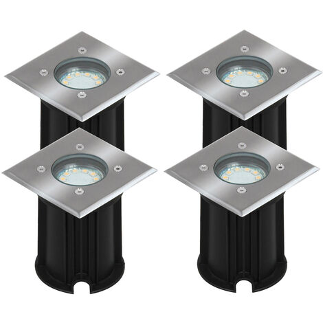 4er-Set LED-Bodeneinbaustrahler Outdoor, eckig, befahrbar, max 800 kg Last, IP65