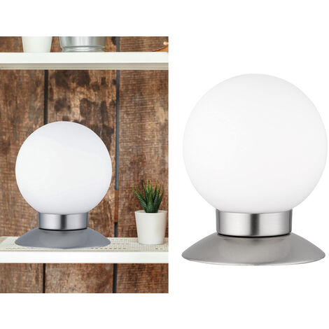 LED Tischleuchten 2er SET Silber Glasschirm Weiß dimmbar Touch Sensor, Höhe 13cm (1/5)