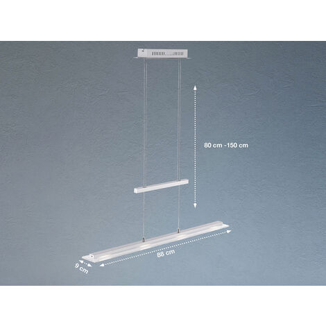 LED Pendelleuchte TENSO Silber 88cm höhenverstellbar & Tageslicht Kaltweiß