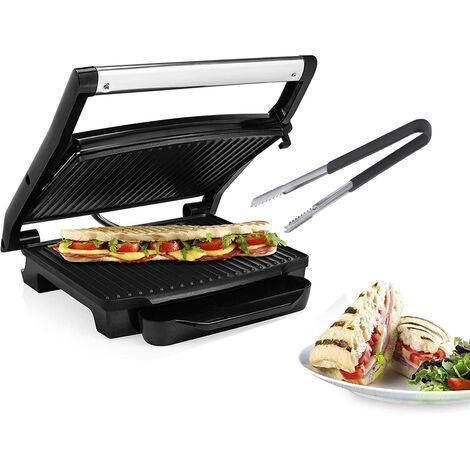 Elektro Kontaktgrill mit Grillzange, Multigrill mit Thermostat 2000Watt, 30x24cm