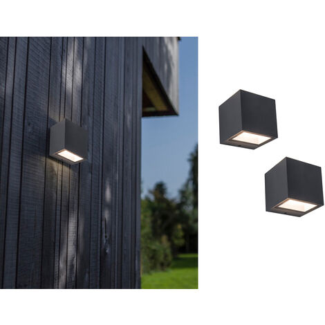 Eckige LED Au enwandlleuchten 2er SET Up And Down Aus ALU Anthrazit 8 eckige-led-au-enwandlleuchten-2er-set-up-and-down-aus-alu-anthrazit-8