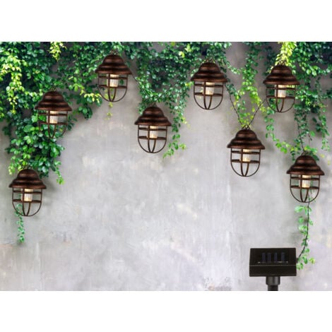 Solarbetriebene LED Outdoor Lichterkette mit 8 Laternen, Länge 4,3 Meter