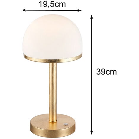 mit Set 2er LED Gold dimmbar Tischleuchte Lampenschirm Glas