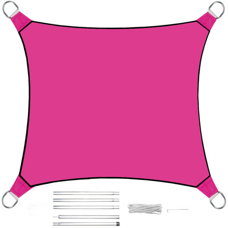 Sonnensegel Quadratisch Pink 3,6m mit Stangenset für den Garten (1/5)