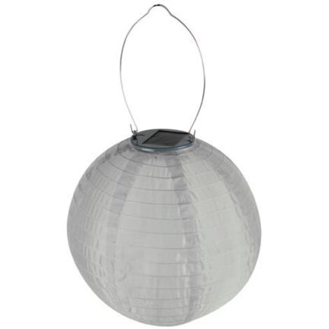 Perel Solar-Gartenlaterne, weiß, Ø 25 cm, für stimmungsvolle Abende