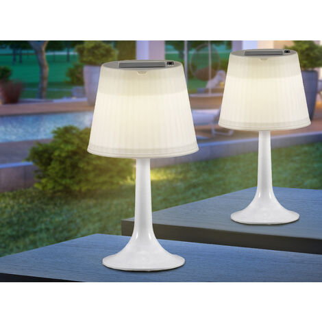 2er Set LED Solar Outdoor Tischleuchten Weiß, Höhe 36cm (1/5)