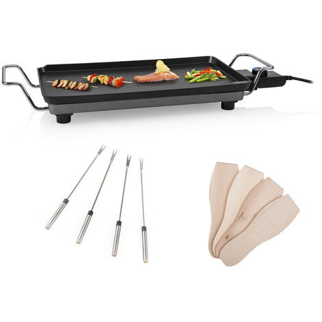 Teppanyaki Tischgrill Grillplatte 46x26cm & 4 Teppan Yaki Gabeln 2500W (1/5)