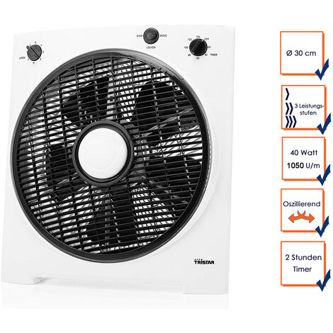 Boxventilator Bodenventilator Tischventilator mit 2 Std. Timer 40 Watt, 1050 U/m