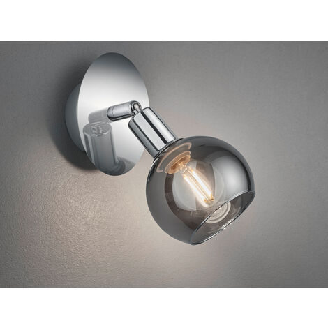 LED Wandstrahler 1-flammig Chrom mit Rauchglas, Breite 9cm