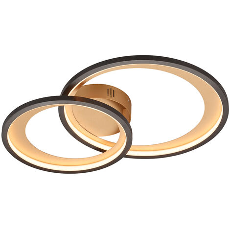 Edle LED Metall Deckenlampe GRANADA in Schwarz & Gold mit Switch Dimmer 59x43cm