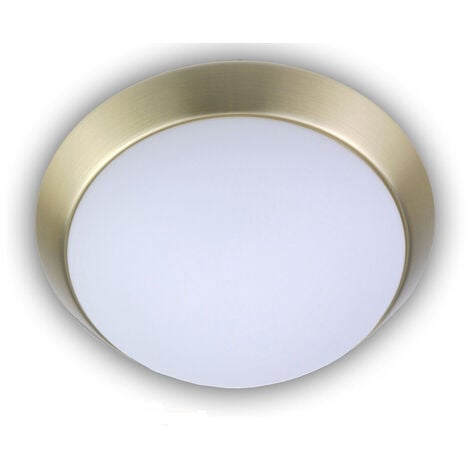 LED Deckenleuchte Deckenschale Opalglas matt Dekorring Messing matt, Ø 40cm