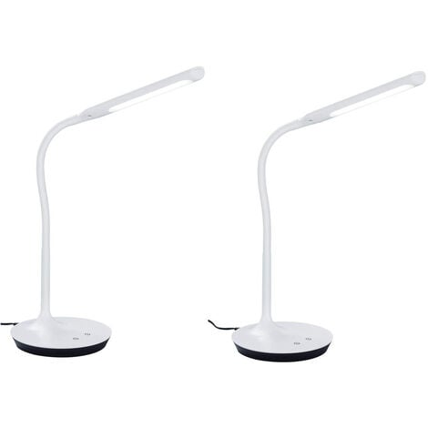 LED Flexgelenk, hoch dimmbar, 2er Schreibtischleuchten SET Weiß, 41cm