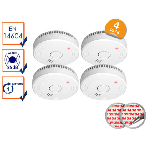 4er Set optische Rauchmelder DIN 14604 mit Magnethalter