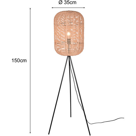 LuminexDesigns Tripod-Stehlampe Mit Leinenschirm & 2 Regalen – Für Wohnzimmer, Ohne Glühbirne, Dekorativ & Praktisch