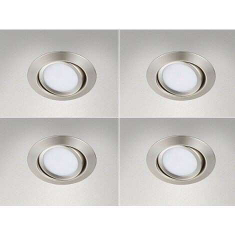 Runder LED Einbaustrahler Decke im 4er Set schwenkbar Silber matt 5 Watt
