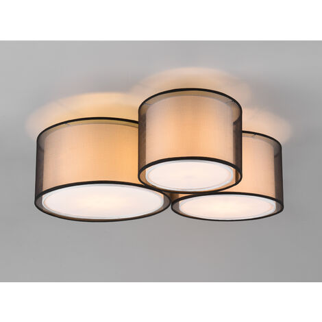 LED Deckenleuchte Stoff 2-lagig Organza transparent Schwarz innen Weiß, B: 65cm
