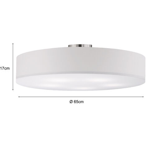 Große LED Deckenleuchte mit Stoffschirm in Weiß Ø 65cm