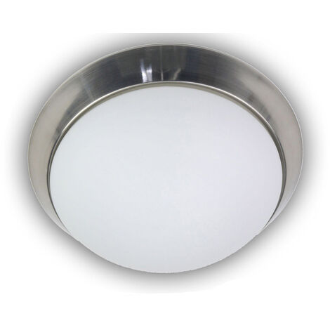 Opalglas LED Deckenleuchte Dekorring 40cm Deckenschale, matt, matt, Ø / Nickel