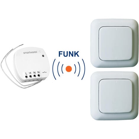 SmartHome Funk Schalter Set = Mini Funk-Einbauschalter + 2 x Funk -Wandschalter
