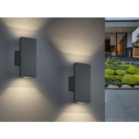 LED Außenwandleuchte Up-Down Light, IP54, Anthrazit - 2er Set