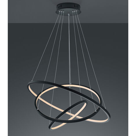 WIZ LED Pendellleuchte AARON Anthrazit mit Fernbedienung, Ø 80cm (1/5)