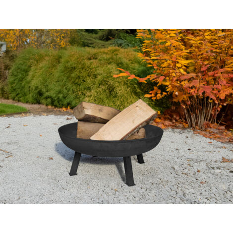 Rustikale Feuerschale aus Gusseisen, schwarz, Ø 100cm, Höhe 41,5cm (1/5)