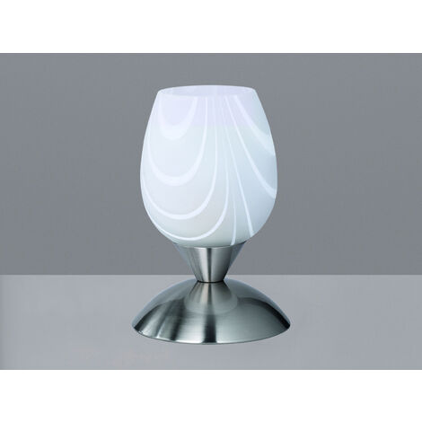 LED Tischleuchte Glasschirm Weiß marmoriert, Silber - Touch dimmbar, Höhe 18cm (1/5)