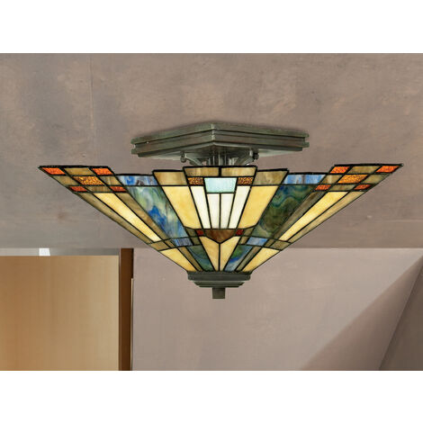 Tiffany Deckenleuchte INGLENOOK Bunt, mit E27 Fassung Ø 36cm (1/5)