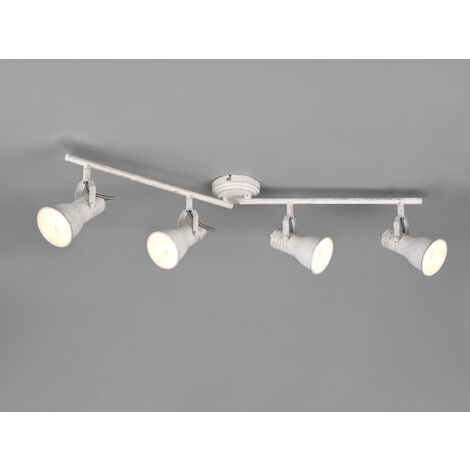 LED Deckenstrahler 4 flammig verstellbare Metallschirme in Weiß, Breite 77cm (1/5)