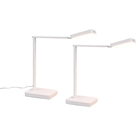 LED Schreibtischleuchte 2er SET Weiß 38cm, dimmbar & Lichtfarbe einstellbar