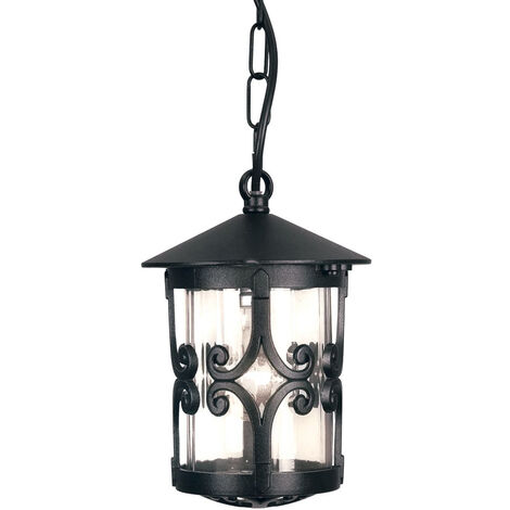 Outdoor Pendelleuchte HEREFORD aus Alu im Landhausstil, Schwarz Ø15cm