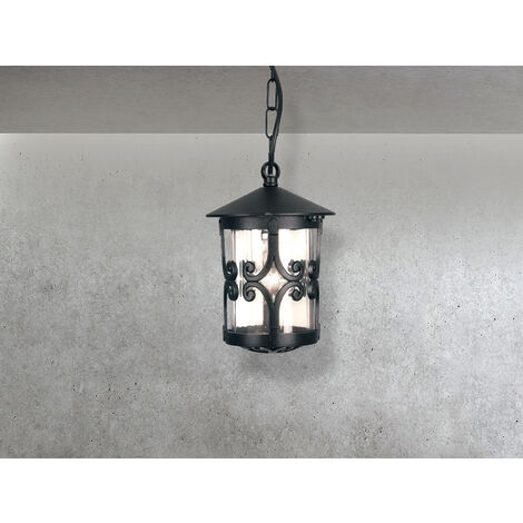 Outdoor Pendelleuchte HEREFORD aus Alu im Landhausstil, Schwarz Ø15cm
