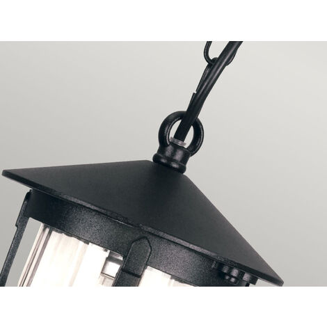 Outdoor Pendelleuchte HEREFORD aus Alu im Landhausstil, Schwarz Ø15cm