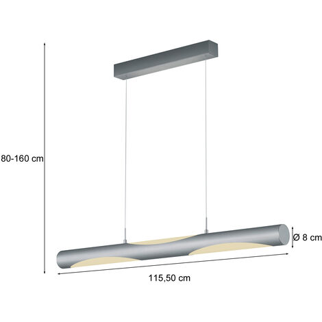 LED Pendelleuchte VIKTOR dimmbar & höhenverstellbar, Breite 115cm, Silber