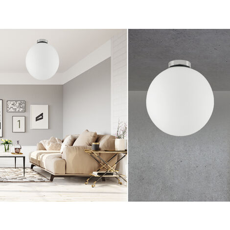 Kleine LED Deckenleuchte 1 flammig Glaskugel Weiß satiniert, Ø 20cm (1/5)