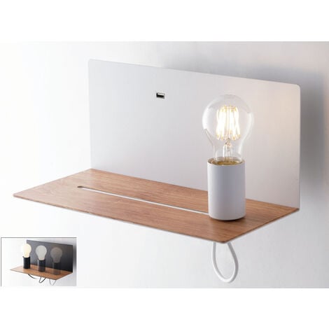 USB Wandleuchte FLASH Weiß mit verstellbarer Lampe, Ladefunktion & Ablage | Wandleuchten
