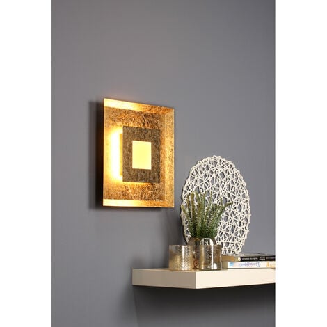 Luxuriöse LED Innenleuchte WINDOW für Wand & Decke, Blattgold Design eckig  32cm