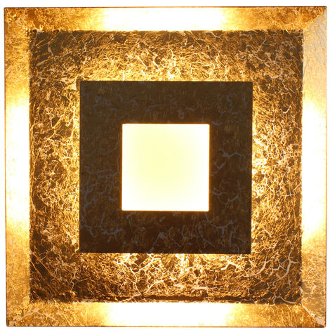 Luxuriöse LED Innenleuchte Blattgold WINDOW für Design Wand Decke, eckig & 32cm