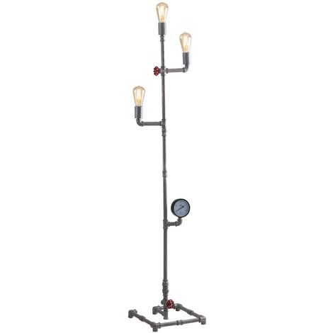 Stehlampe Grau Industriedesign Optik, antik Wasserrohr im AMARCORD