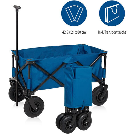  Foto zu Bollerwagen klappbar in Blau Handkarren, Ladegewicht bis 70kg 