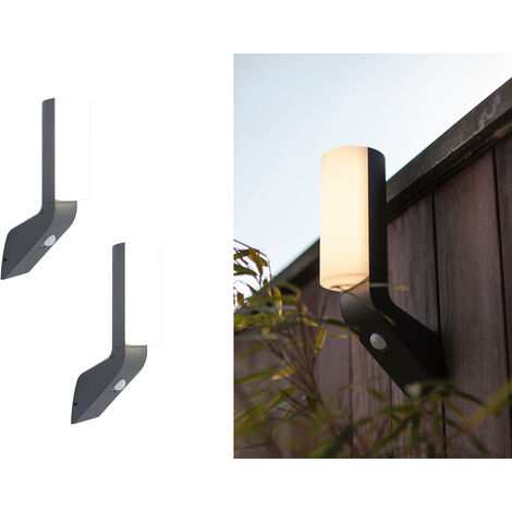 Hochwertiges LED Außenlampen SET für Hauswand mit Bewegungsmelder, ALU