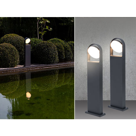 LED Wegeleuchten 2er SET Anthrazit ALU - Kopf 320° verstellbar, IP54, Höhe 70cm