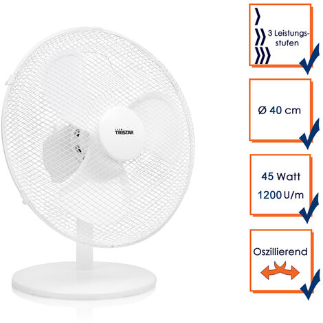 Tischventilator Weiß Ø 40cm 3-Stufen 3077,4m³/Std Oszillierend (1/5)