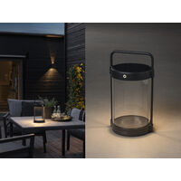 Akku Tischleuchte CROTONE per Solar & USB aufladbar, Schwarz Höhe 30cm